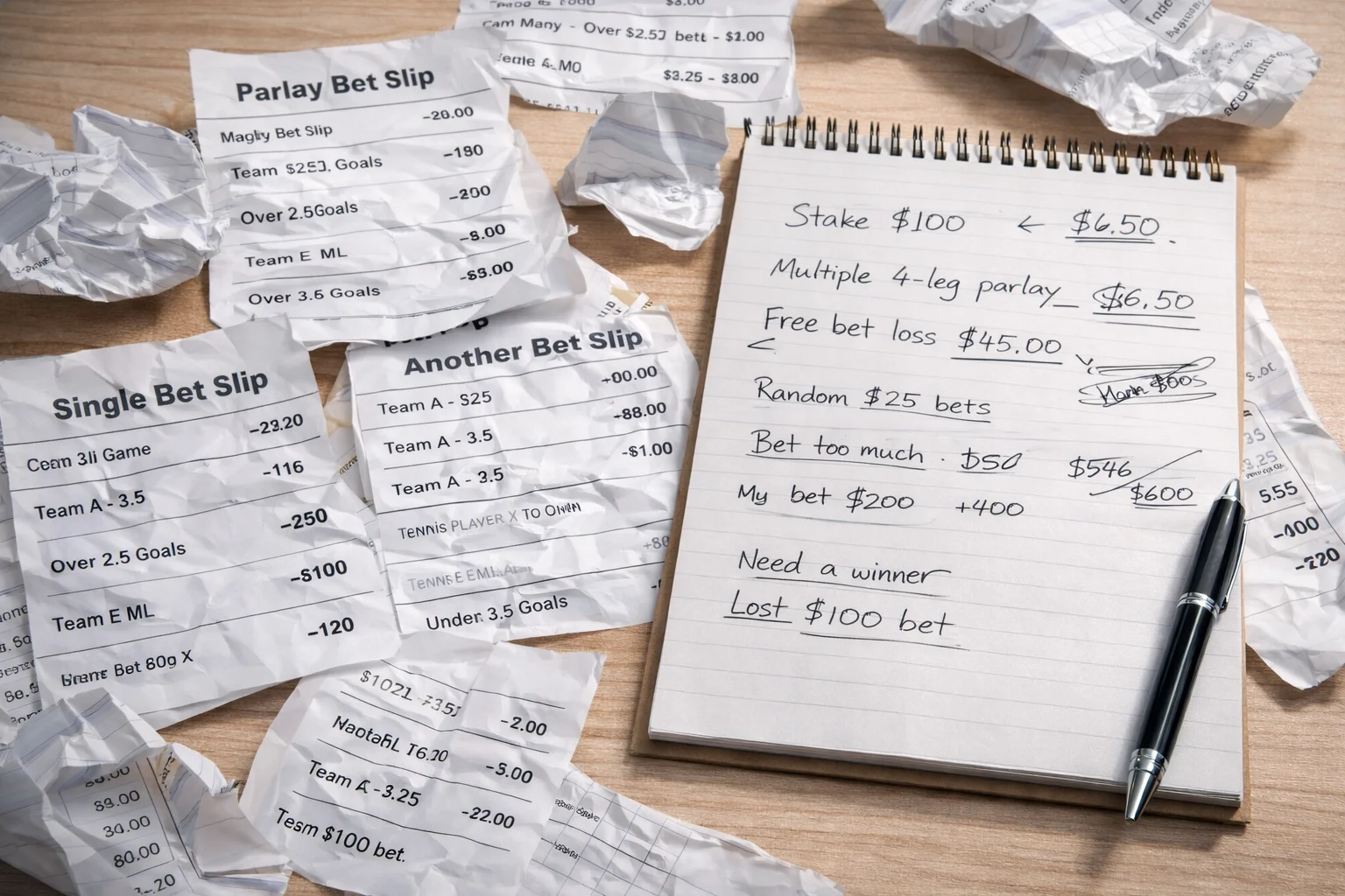 Disorganized betting approach without proper bankroll tracking