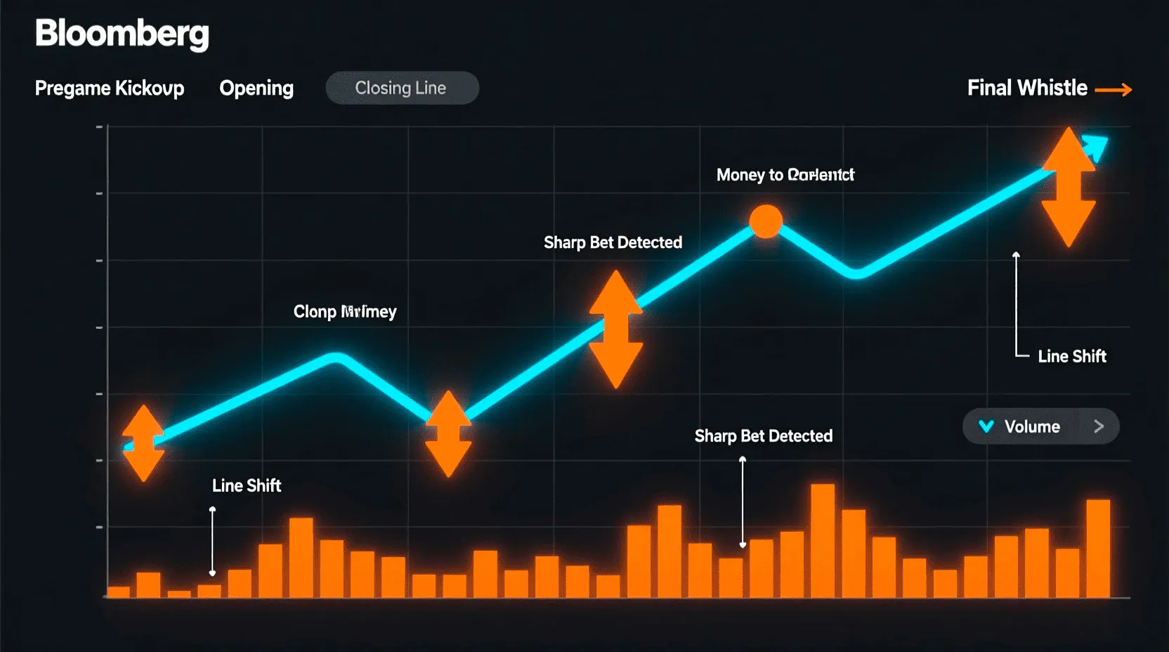 Chart showing betting line movement over time