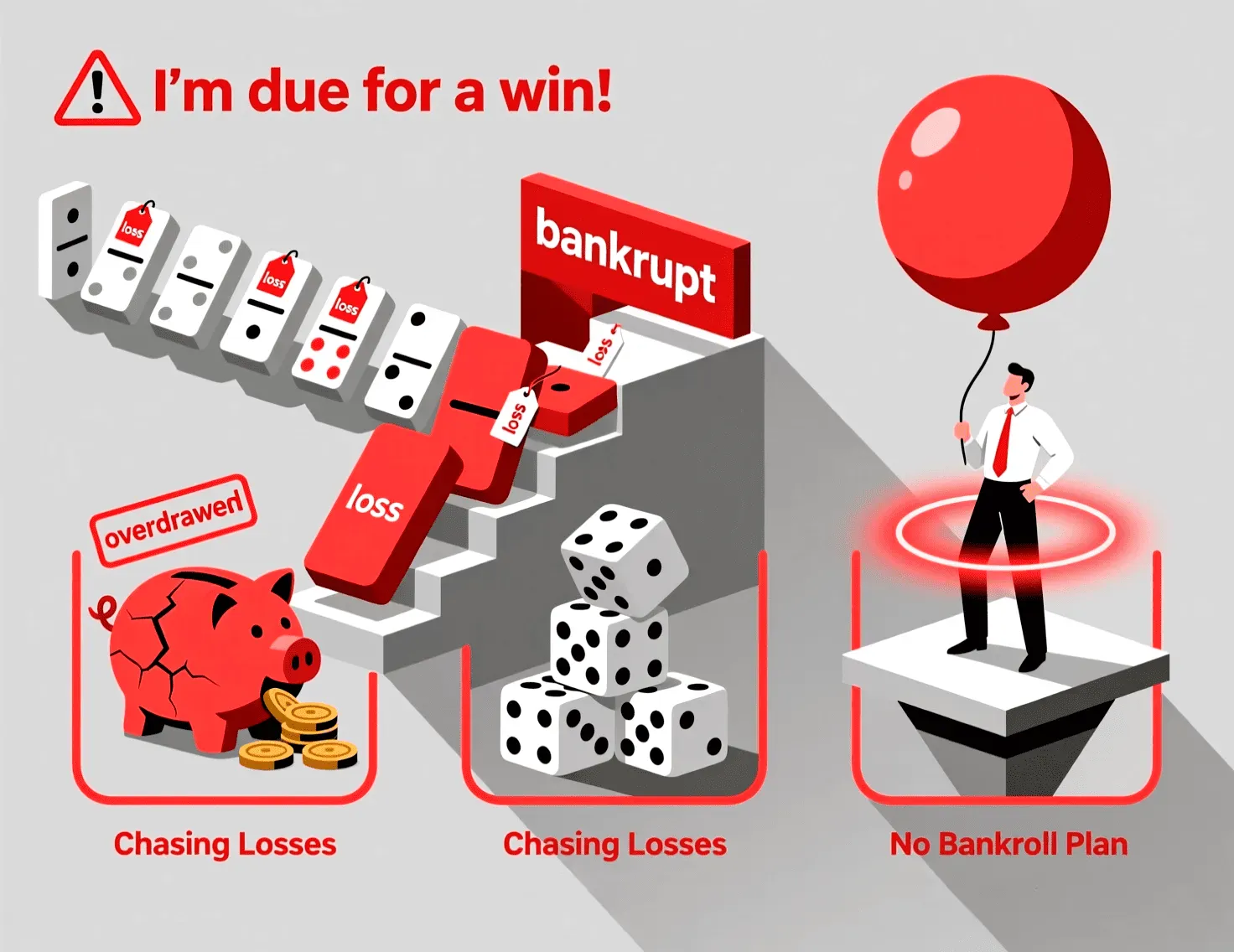 Infographic showing common betting mistakes and warning signs
