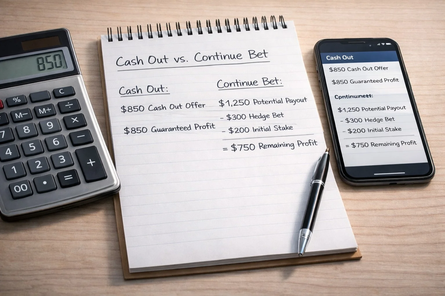 Calculator showing cash out value comparison calculations
