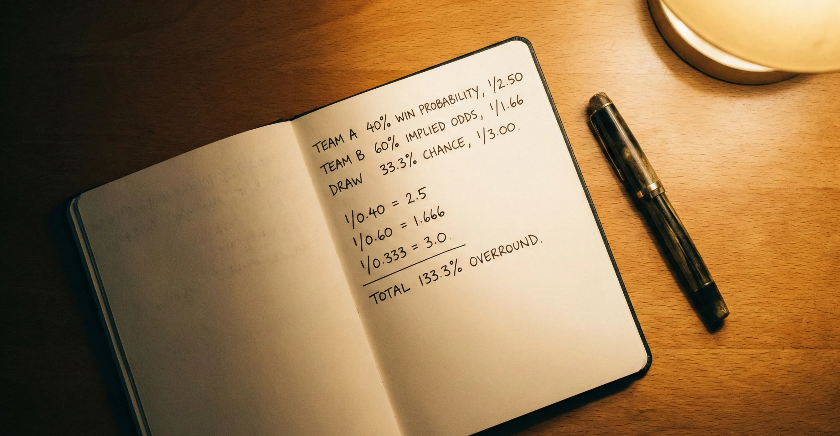 Bettor analyzing probability percentages on paper notes