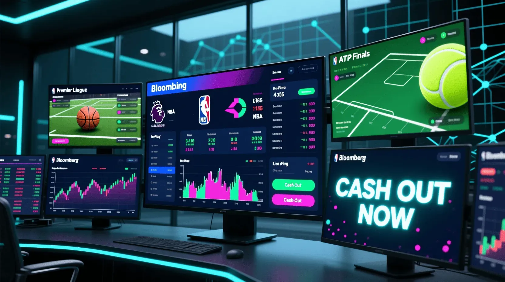 Live betting dashboard interface showing real-time odds and multiple sports events