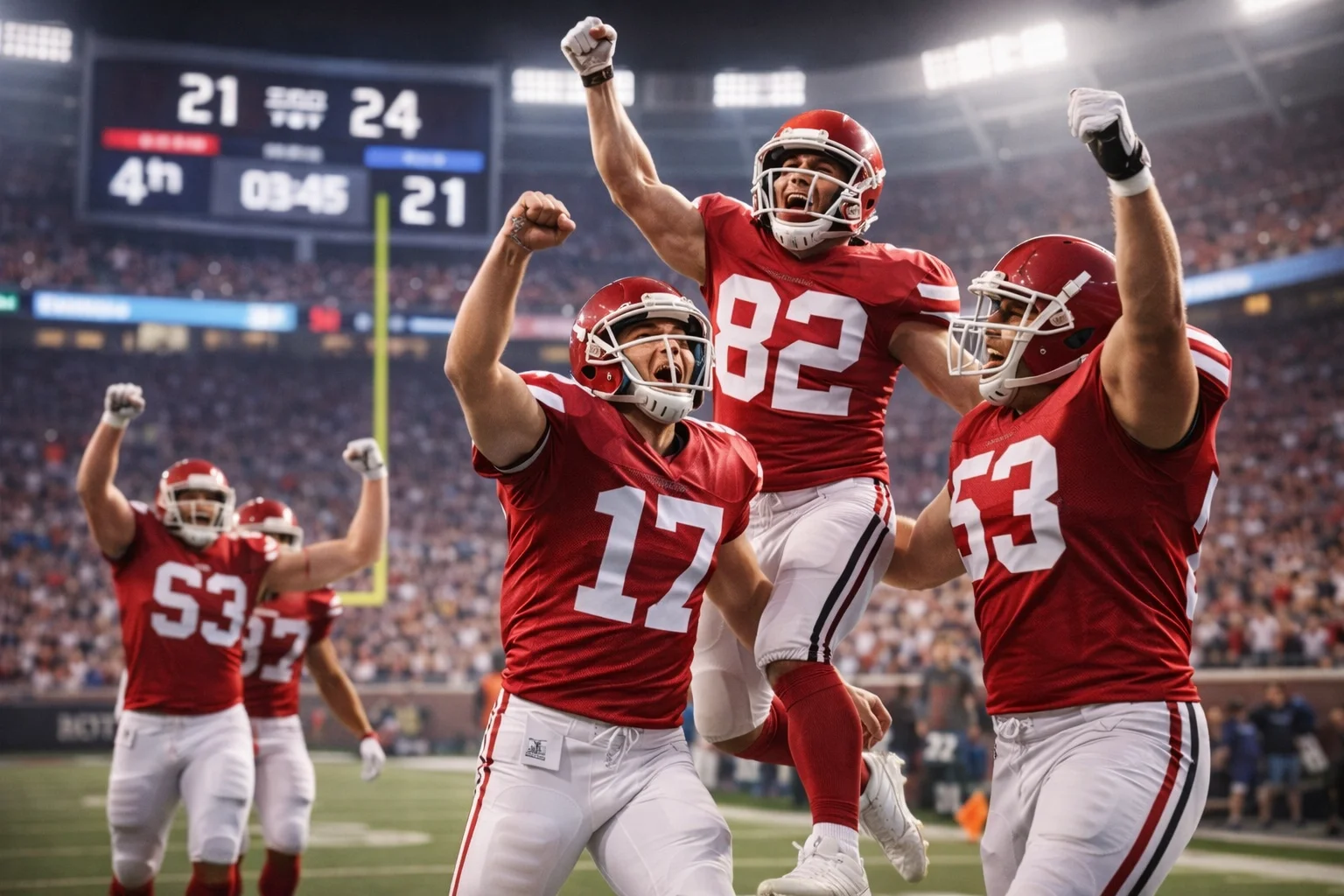 Sports game showing momentum shift with scoreboard visible