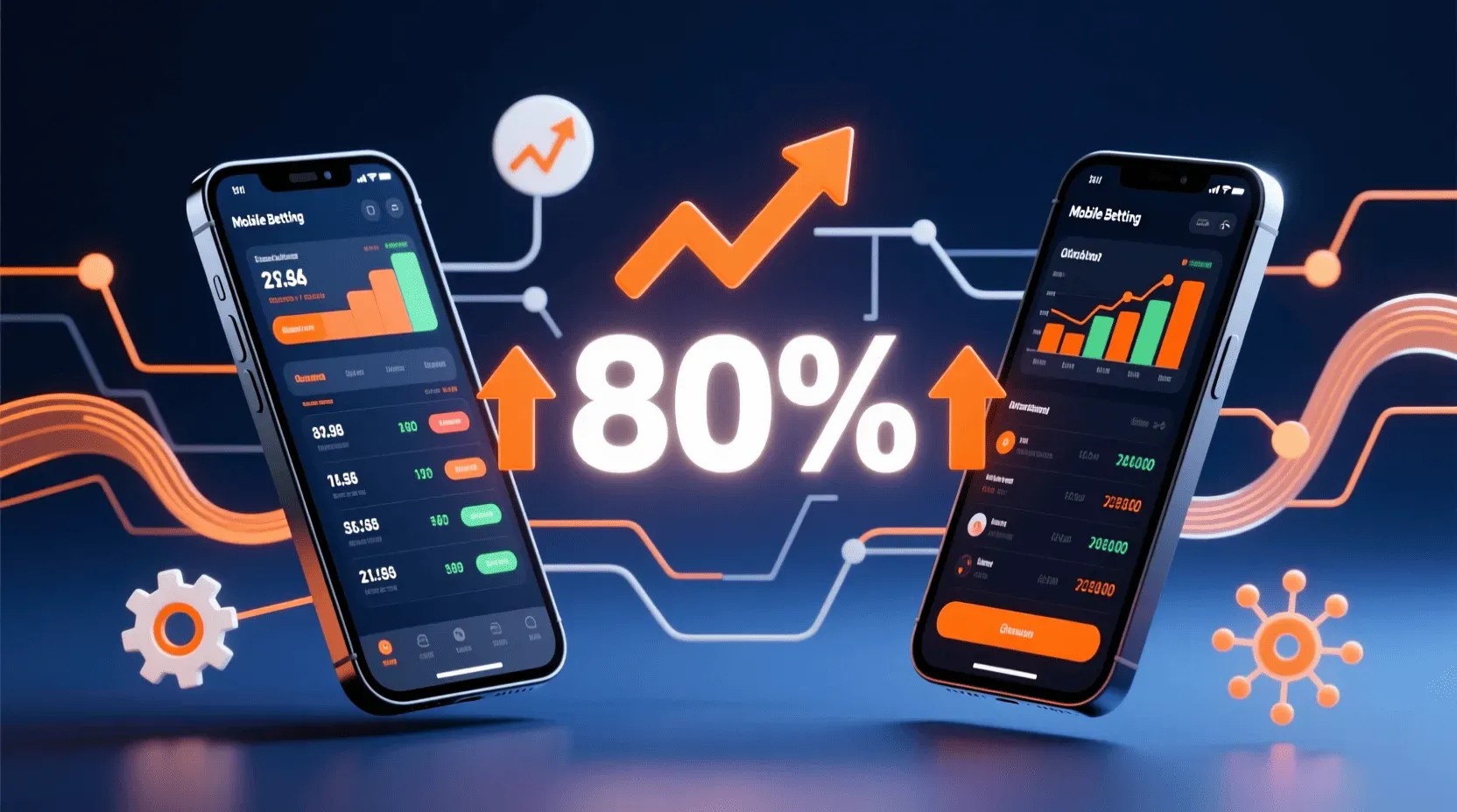 Mobile betting growth statistics and market trends visualization showing 80 percent mobile adoption