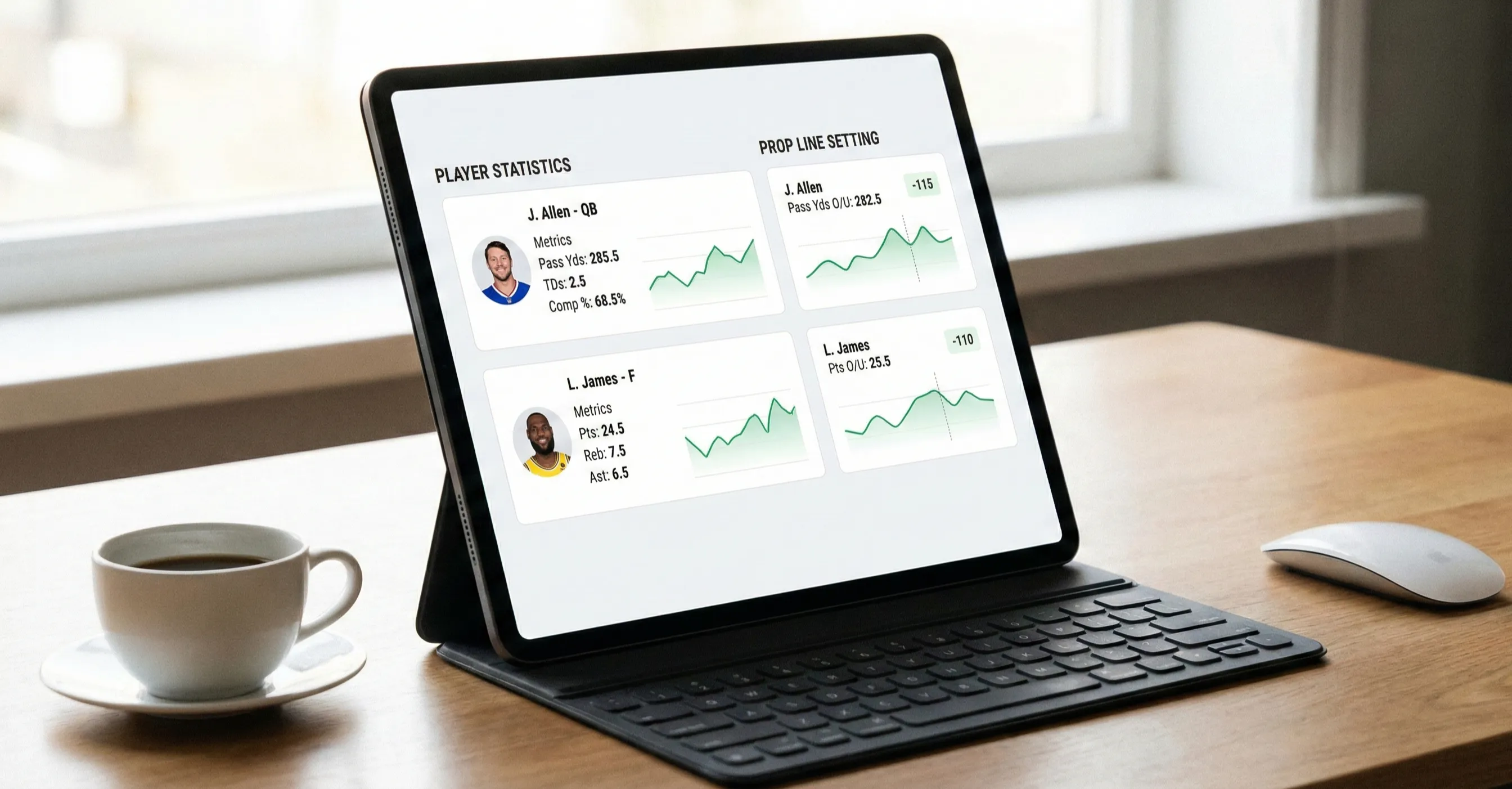 Sports statistics displayed on screen with player performance data
