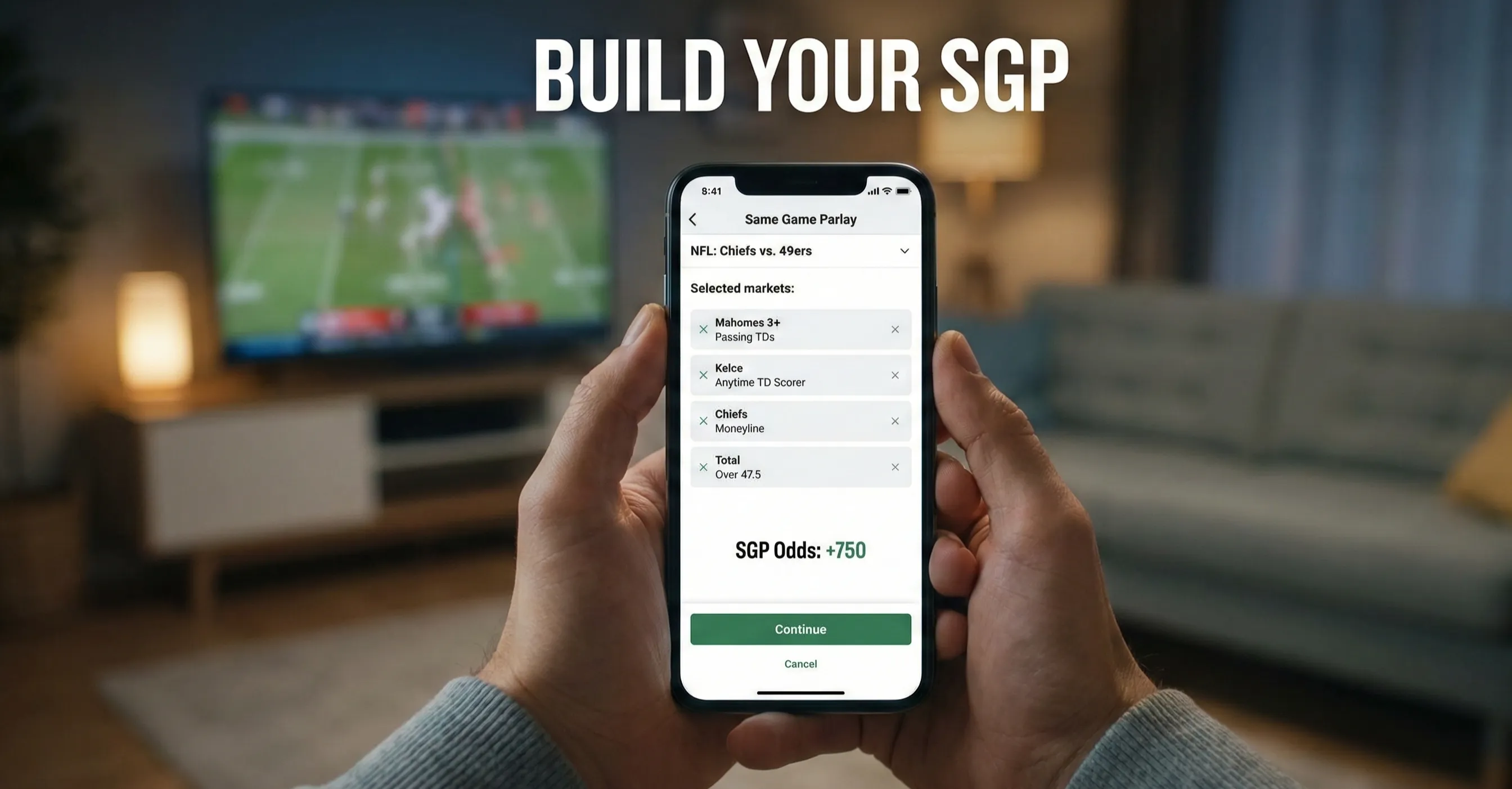 Person reviewing betting balance and stakes on mobile device