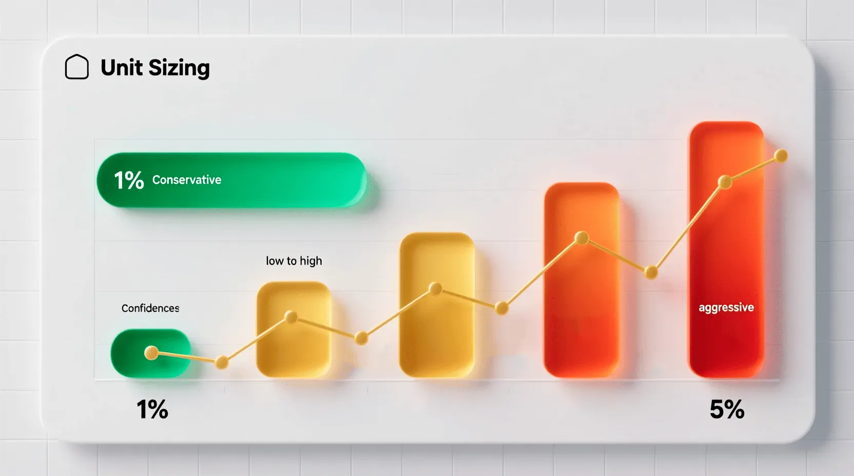 Chart displaying different unit sizing strategies from conservative to aggressive